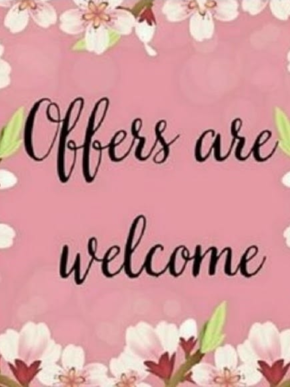 Offers Are Welcome Pink Floral Wall Art Print